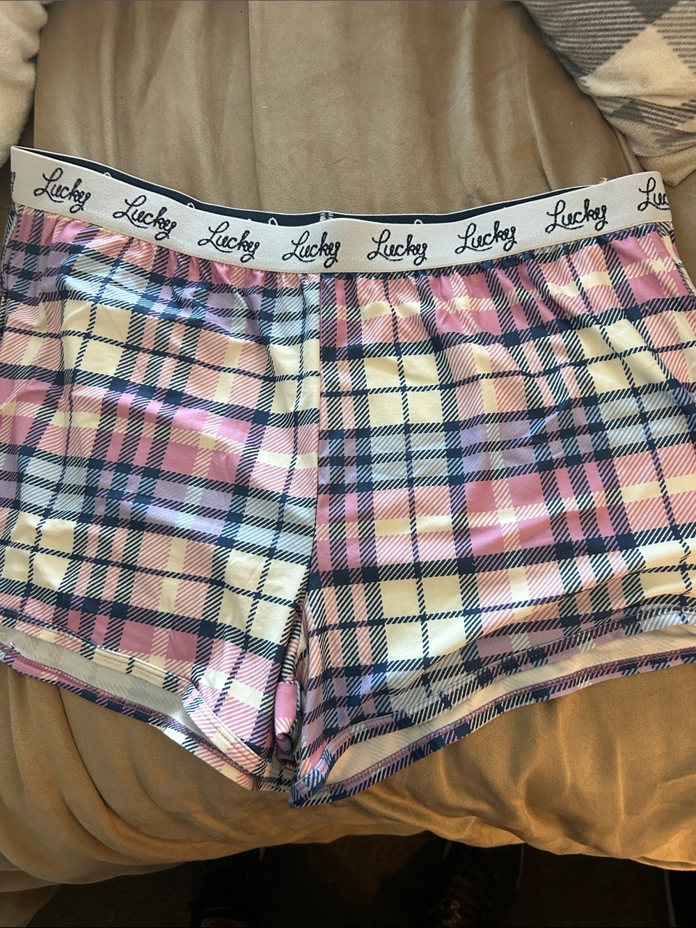 Lucky Brand Pink Plaid Lounge Shorts